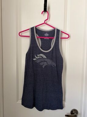 Denver Broncos Navy Tank Top with Light Gray Trim